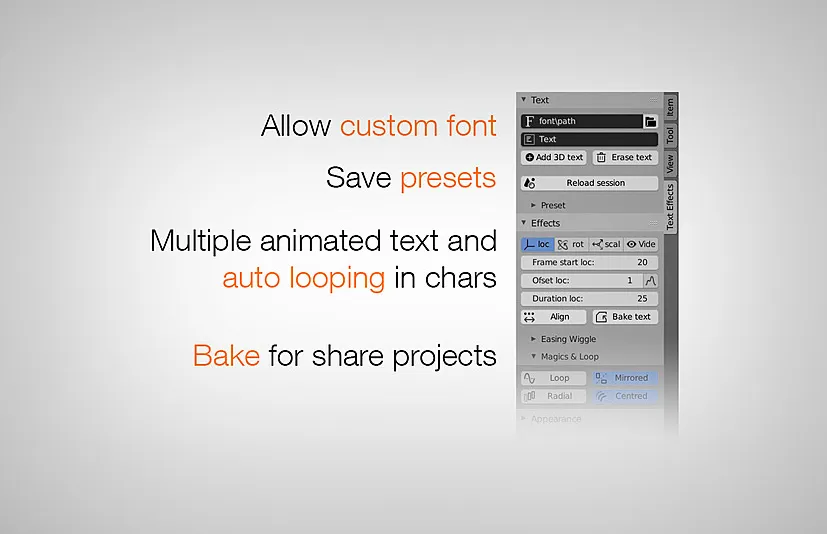 Blender动画3D文字效果字体特效插件 - IK Text Effects for blender 4.2.0