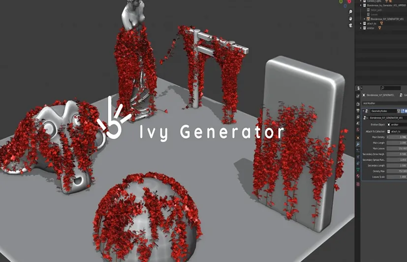 Blender藤蔓生成器 Ivy Generator Setup for Geometrynodes Fields / Blender 3.0