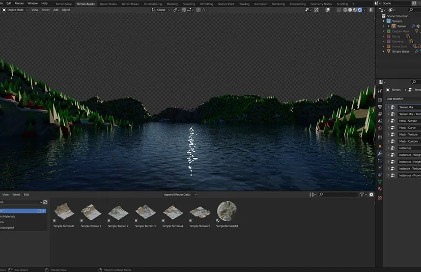 Blender地形混合插件（含资产）-Terrain Mixer v3.1