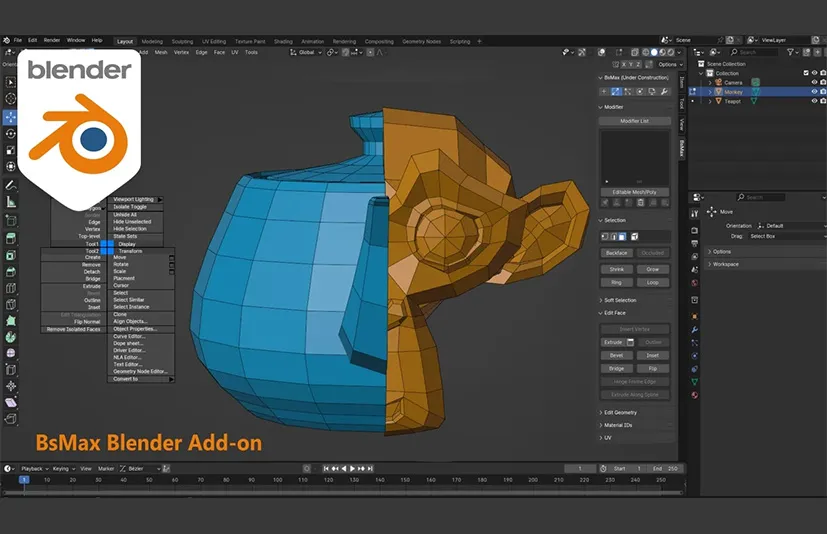 Blender类似3dsmax建模的插件 - BsMax v0.1.3
