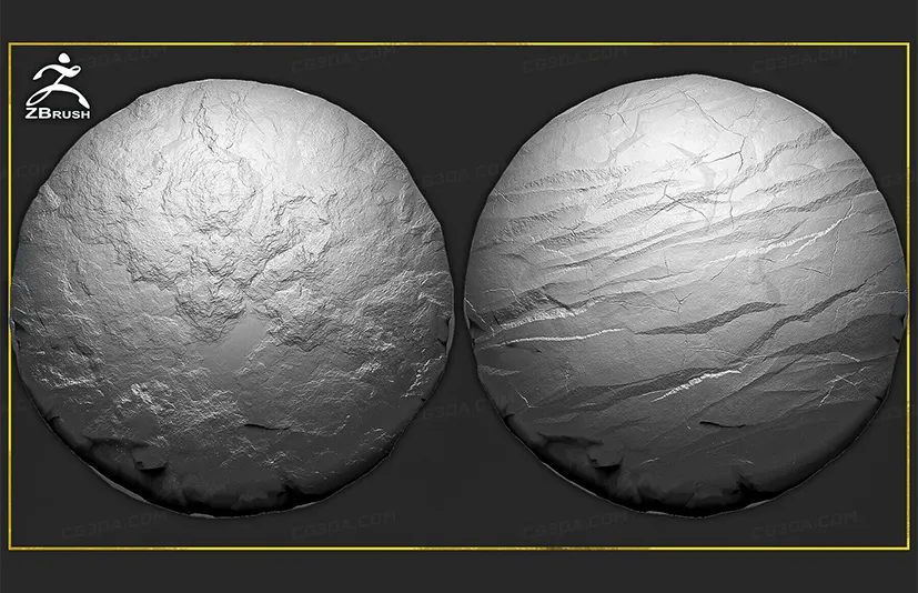 无缝岩石笔刷-20 Rock Tileable Alphas (ZBrush, Substance)