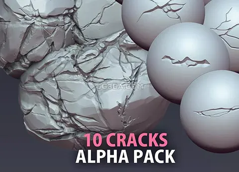 38款岩石裂缝笔刷-Alpha Brushes - Zbrush  Blender