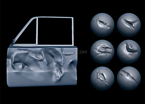 金属凹痕笔刷-Andrey F - Metal Dents Brushes for Zbrush