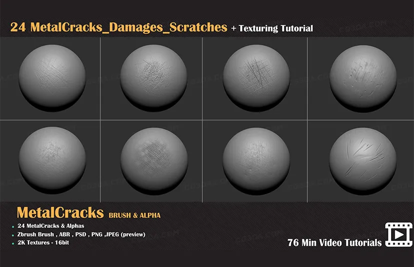 金属划痕破损裂纹-24 MetalCracks_Damages_Scratches+Texturing Tutorial