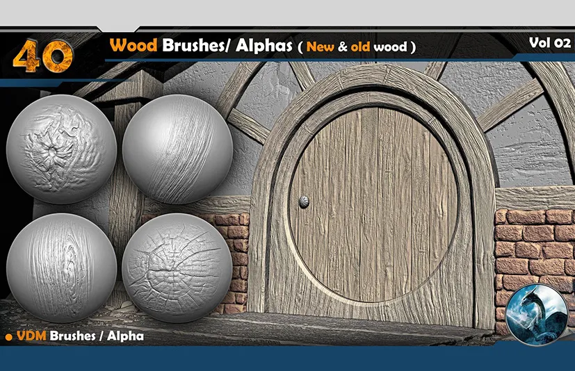 木纹笔刷 - Wood VDM Brushes/ Alphas ( New & old wood ) Vol 02