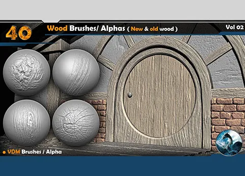 木纹笔刷 - Wood VDM Brushes/ Alphas ( New & old wood ) Vol 02