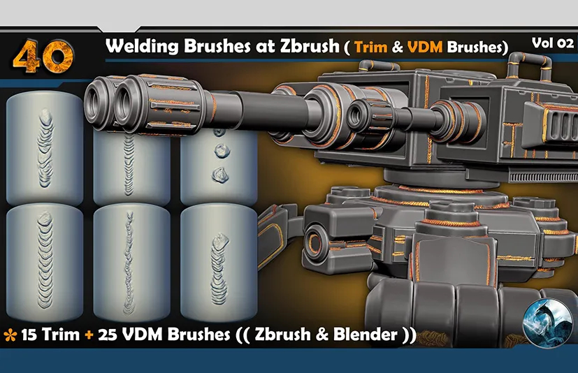 焊接笔刷 - Welding Brushes at Zbrush ( Trim & VDM Brushes) Vol 02