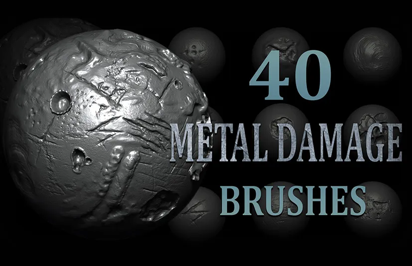 金属破损笔刷 - 40 Metal Damage Brush + Alphas