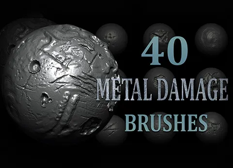 金属破损笔刷 - 40 Metal Damage Brush + Alphas