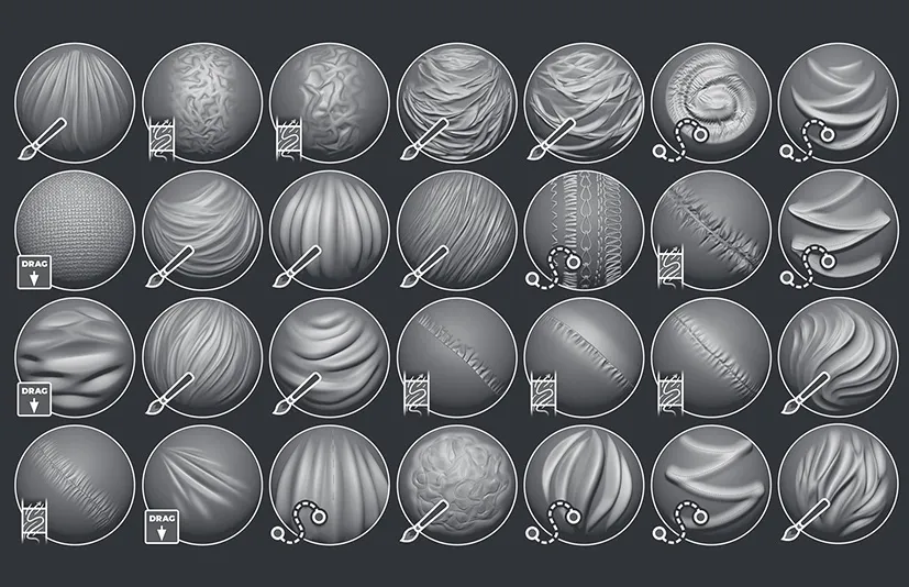 布料材质和笔刷 - Cloth and Drapery brushes pack