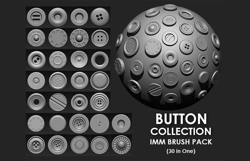纽扣笔刷 - Buttons Collection IMM Brush Pack (30 in One)
