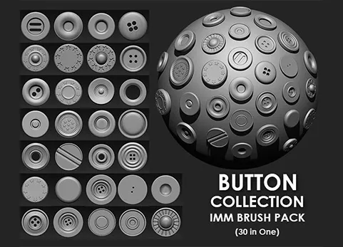 纽扣笔刷 - Buttons Collection IMM Brush Pack (30 in One)