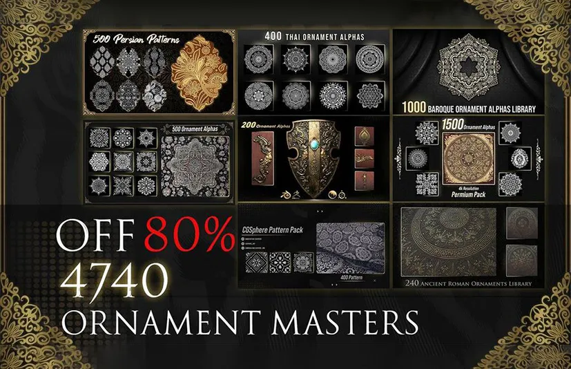 装饰花纹贴图 - 4740 Ornament Alphas