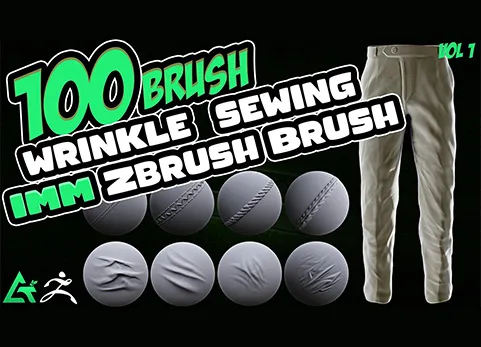 布料笔刷 - 100 Fabric Brushes - Tension , Seam , Compression Folds , Stitches / Zbrush
