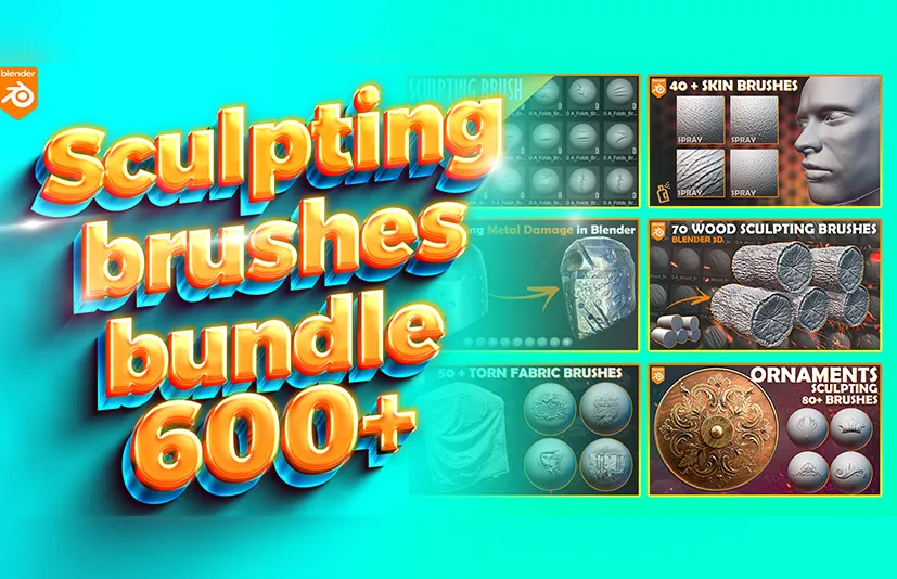 雕刻笔刷 - 600 + Blender Sculpting Brushes