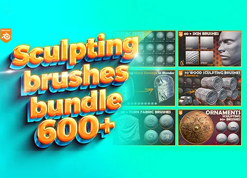雕刻笔刷 - 600 + Blender Sculpting Brushes