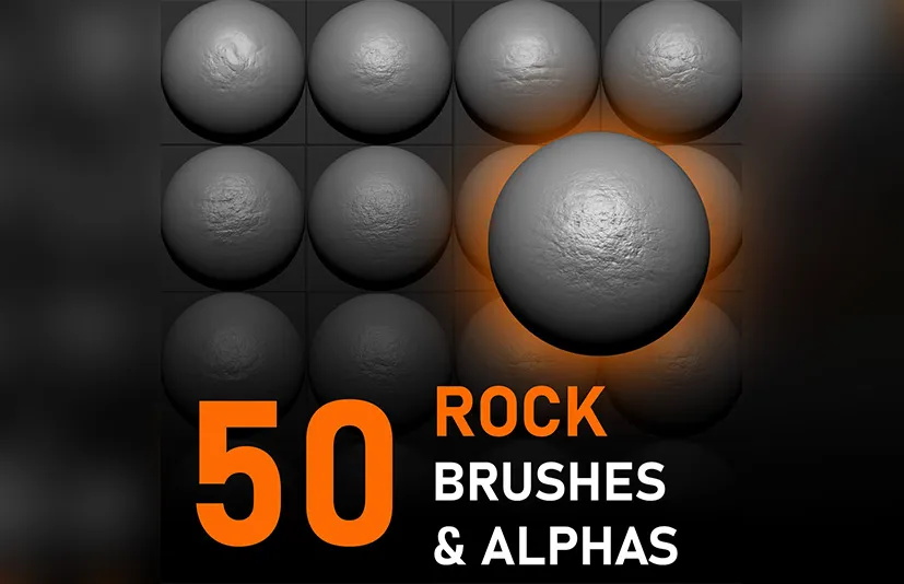 高质量岩石笔刷 - 50 High Quality Rock Alphas & Brushes
