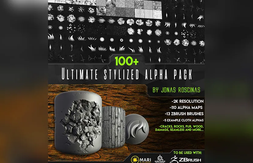 风格化系列笔刷 - 100+ Ultimate Stylized Alpha Pack by J Roscinas