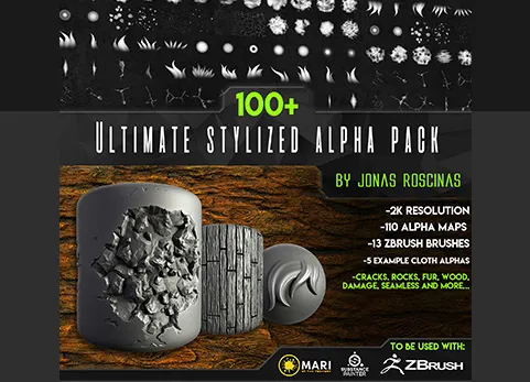 风格化系列笔刷 - 100+ Ultimate Stylized Alpha Pack by J Roscinas