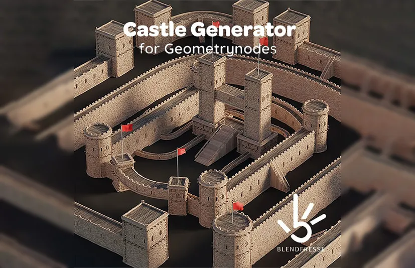 Blender几何节点字段城堡生成器 - Castle Generator Setup for Geometrynodes Fields v01