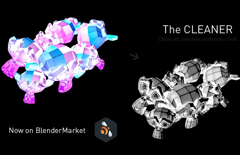 Blender快速清理网格插件 - Cleaner v1.2.0