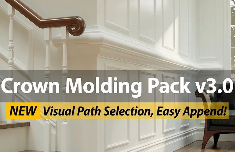 Blender室内天花板轮廓建模工具包 - Crown Molding Pack