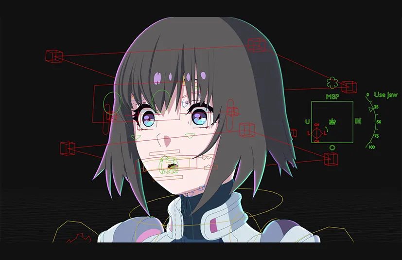Blender赛博朋克女孩三渲二（带绑定） - Cyberpunk Anime Girl Blender Rig - EMILY