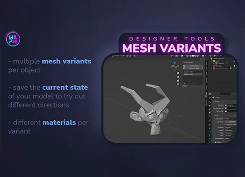 Blender模型状态保存插件 - Designer Tools: Mesh Variants v1.0