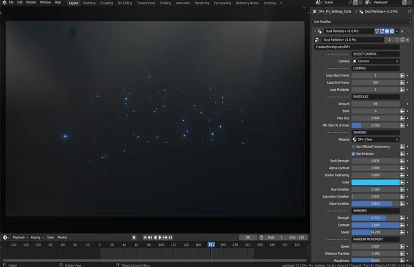 Blender灰尘粒子动画预设 Dust Particles Pro v1.2