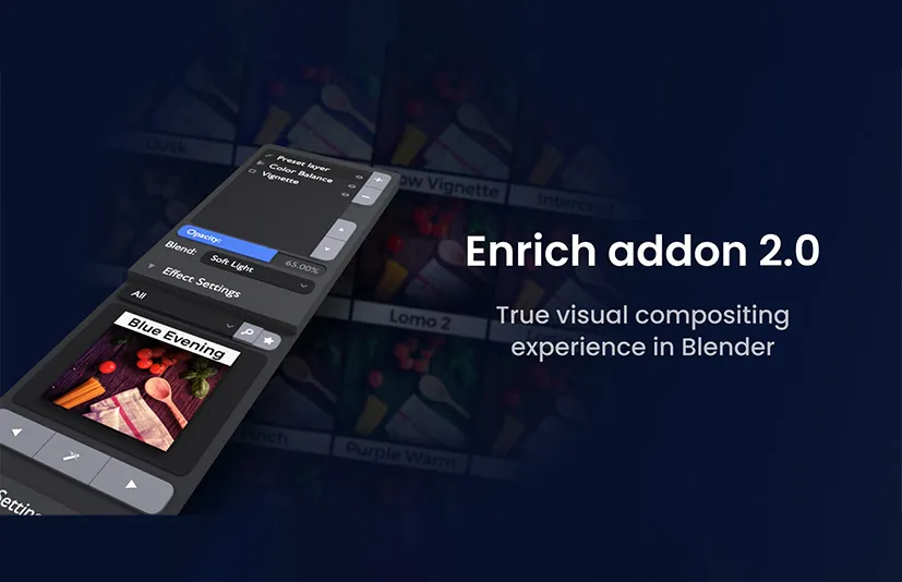 Blender可视化视觉合成插件 - Enrich - Add-On For True Visual Compositing v2.1