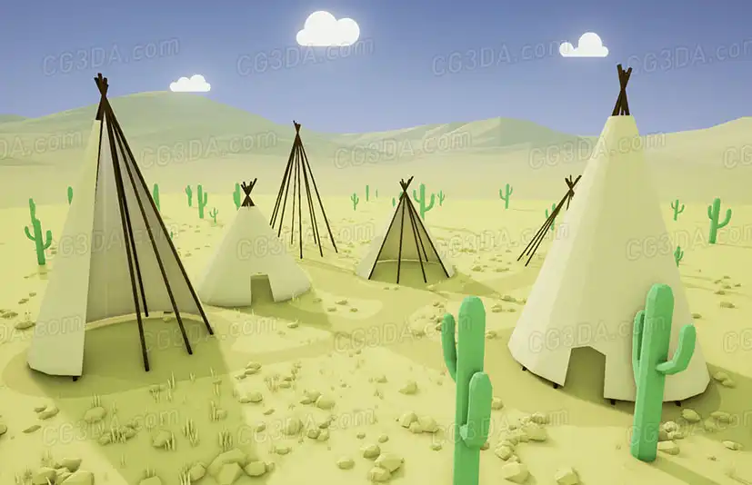 森林木屋-Stylized Low Poly Buildings