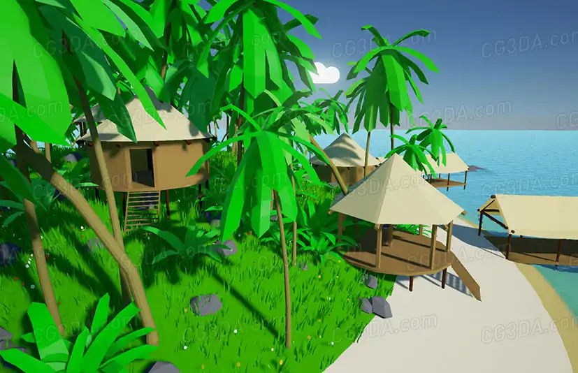 森林木屋-Stylized Low Poly Buildings