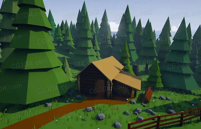 森林木屋-Stylized Low Poly Buildings