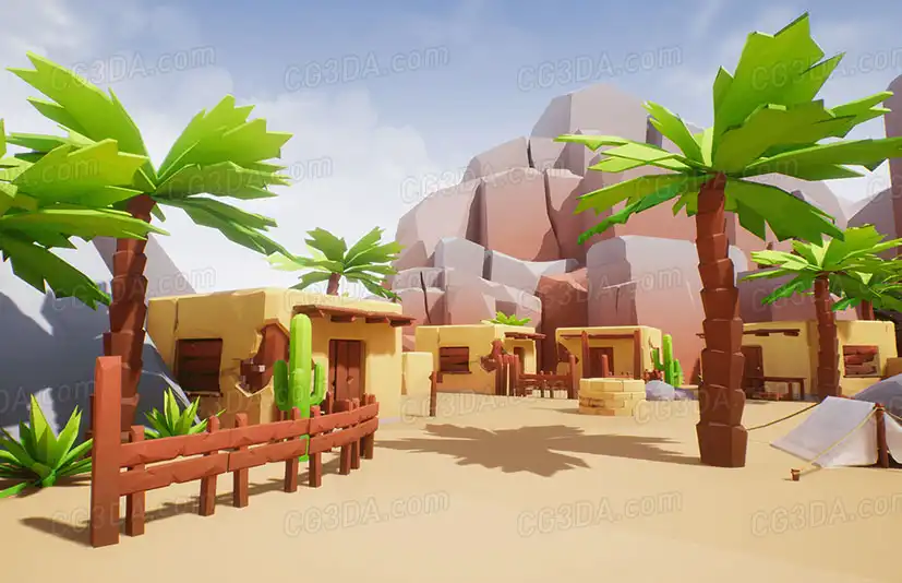 风格化沙漠城镇-Lowpoly Style Desert Pack