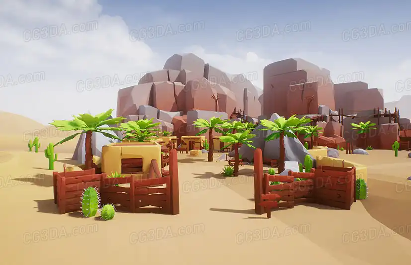 风格化沙漠城镇-Lowpoly Style Desert Pack