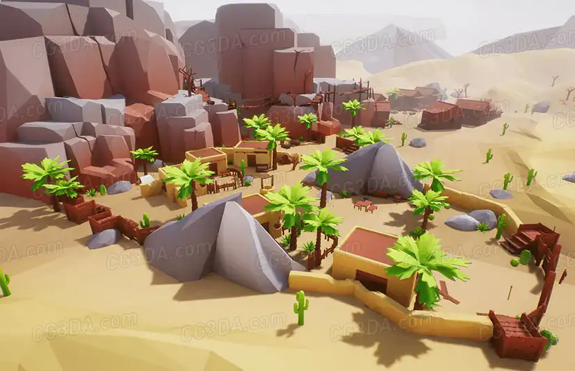 风格化沙漠城镇-Lowpoly Style Desert Pack