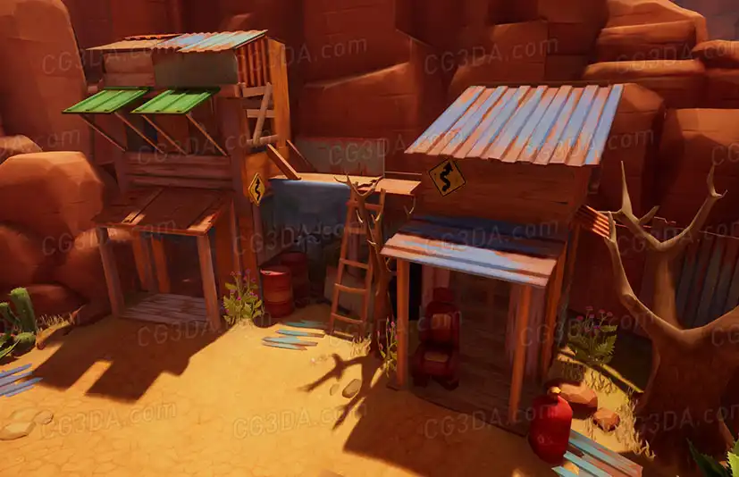 风格化荒地前哨-Lowpoly Wasteland Outpost