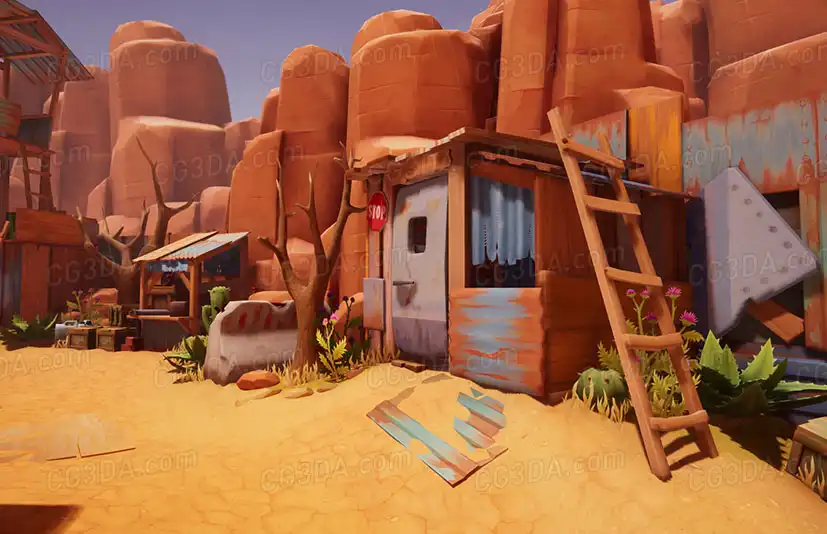 风格化荒地前哨-Lowpoly Wasteland Outpost