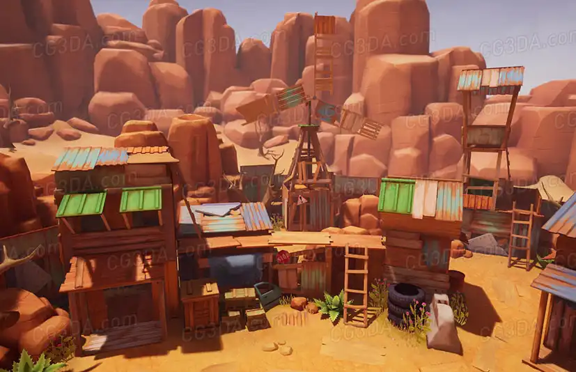 风格化荒地前哨-Lowpoly Wasteland Outpost