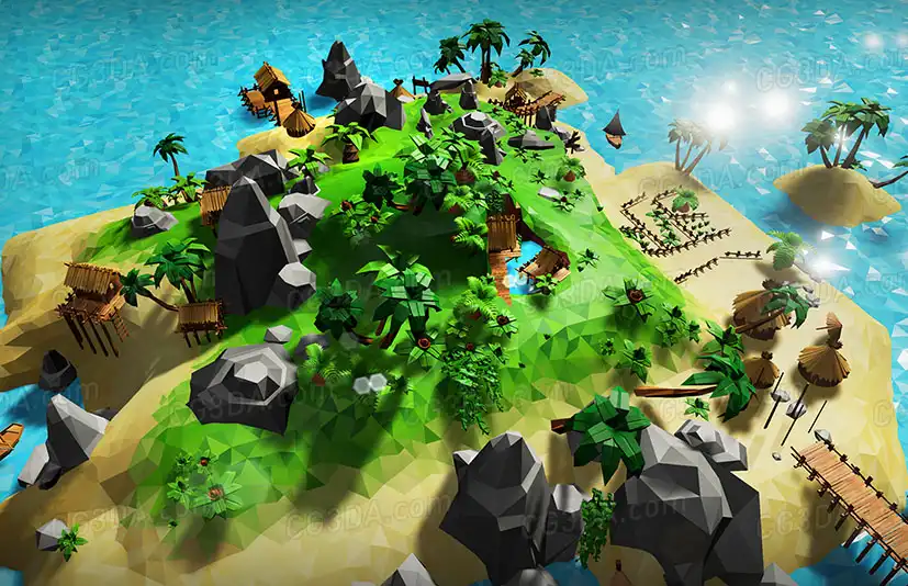 风格化热带岛屿-Lowpoly Tropical Island