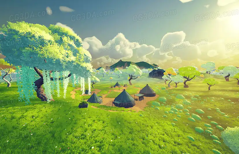 户外村落-Stylized Colorful Village Pack