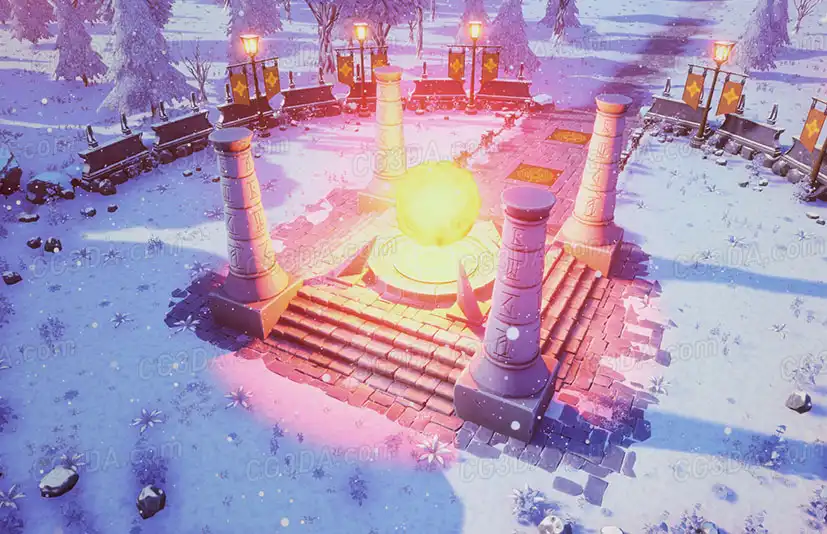 雪景祭坛-Stylized Snowy Landscape