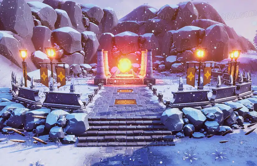 雪景祭坛-Stylized Snowy Landscape