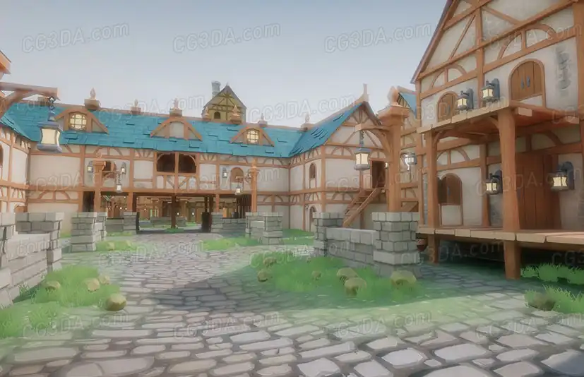 中世纪小镇-Stylized Modular Medieval Town