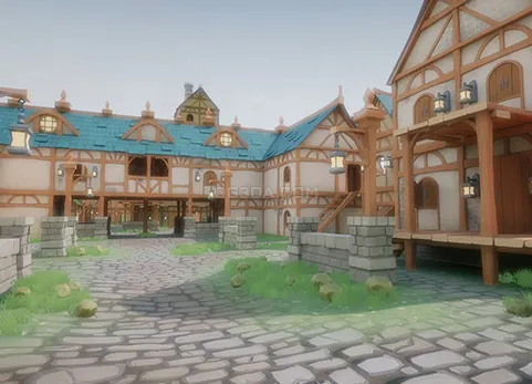 中世纪小镇-Stylized Modular Medieval Town