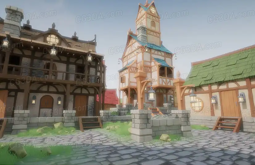 中世纪小镇-Stylized Modular Medieval Town