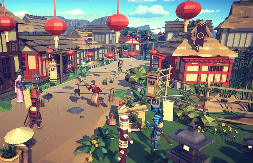 日式古城镇-POLYGON - Samurai Pack