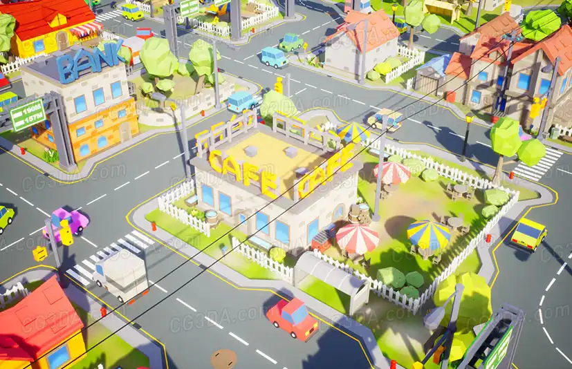 现代城镇-Low Poly Town