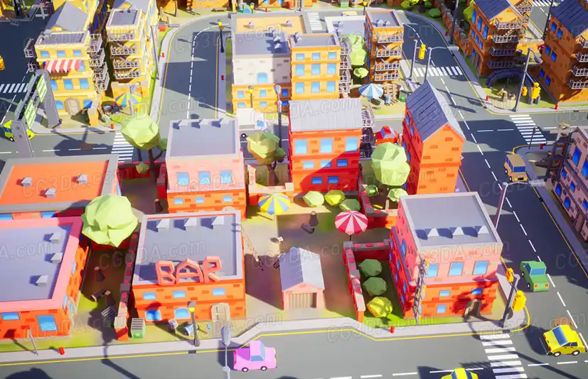 现代城镇-Low Poly Town
