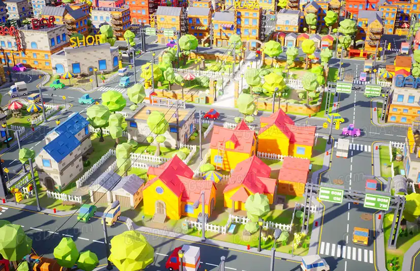 现代城镇-Low Poly Town